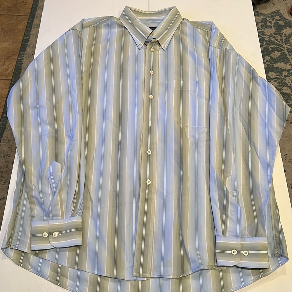 Burberry London Mens Striped Button Up Long Sleeve Casual Dress Shirt Sz XL